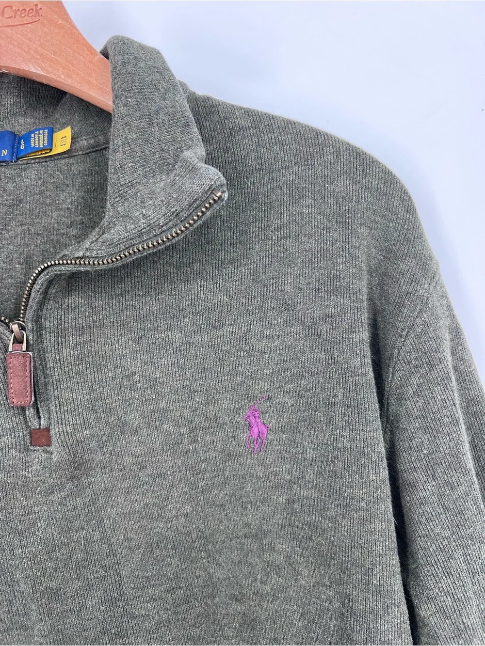 Polo Ralph Lauren Green Purple Pony Embroidered 1/4 Zip Pullover